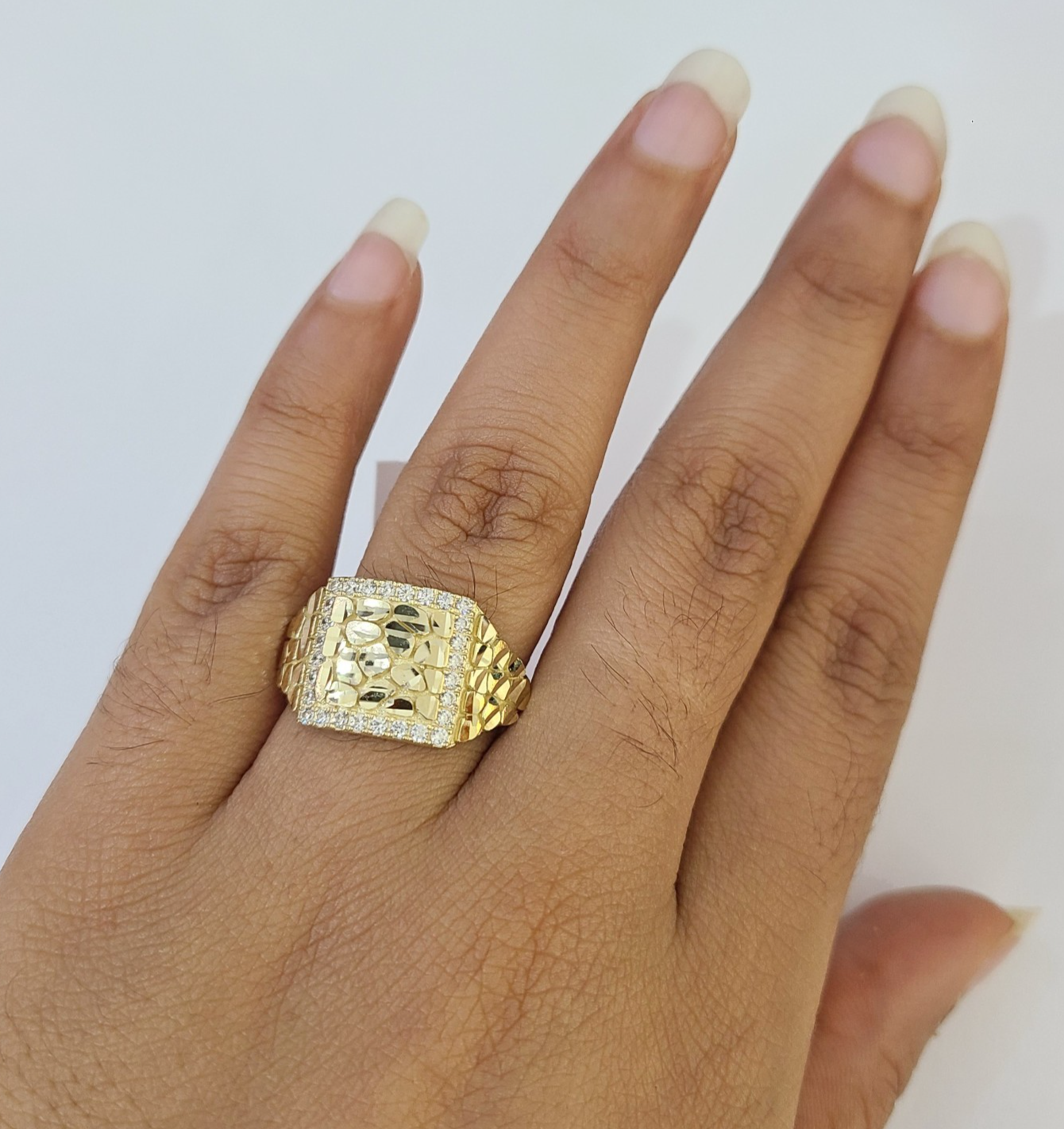 10k Nugget Ring Yellow Gold Women Real Men Genuine 10Kt