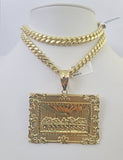 10K Miami Cuban Link Chain Last Supper Pendent Charm 8mm 20"-30" Necklace Gold