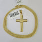 10K Franco Chain Jesus Cross Pendant Charm Necklace 16"-24" 2mm Gold SET Yellow