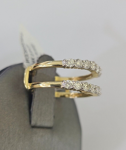 Real 14k Diamond Ladies Ring Yellow Gold Enhancer Guard Wrap Engagement Wedding
