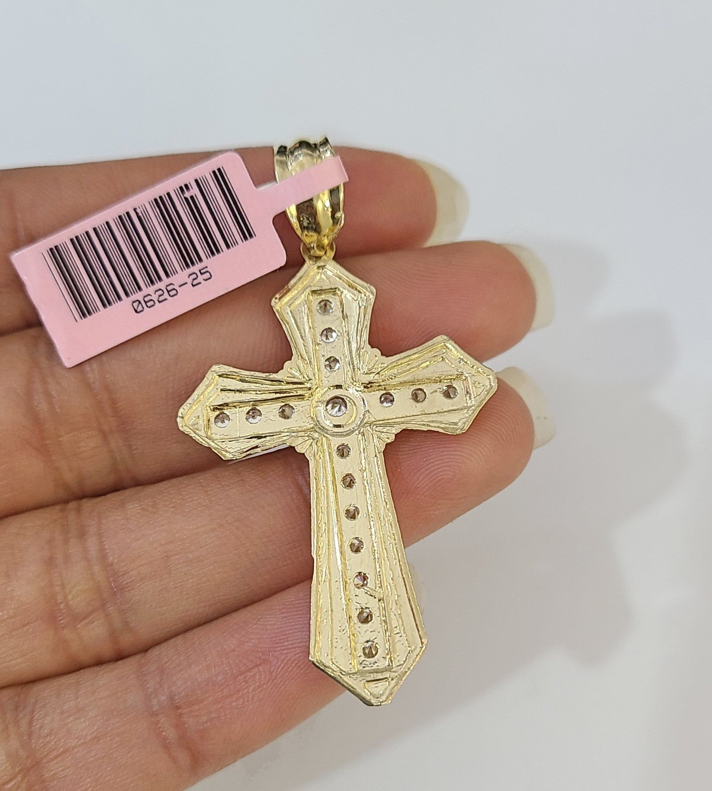 14k Solid Figaro Chain Jesus Cross Pendant Gold 4mm 18"-28" SET Necklace