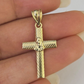 Real 10K Jesus Cross Pendant 1" Yellow Gold Charm Genuine