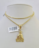 10K Franco Chain Everybody Eats Pendant Charm Necklace 16"-24" 2mm Gold SET