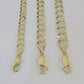 10k Solid Cuban Curb Link Necklace Chain Yellow Gold 8mm 9mm 10mm 20"-30"