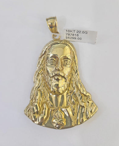 Real 10K Yellow Gold Jesus Head Pendant Charm Genuine