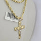 10k Milano Rope Chain Nugget Cross Charm Necklace SET 3mm 18" 20" 22" 24 Pendent