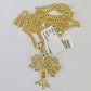 10K Gold Miami Cuban Chain Money Tree Charm 20"-30" 3mm REAL Pendant Necklace