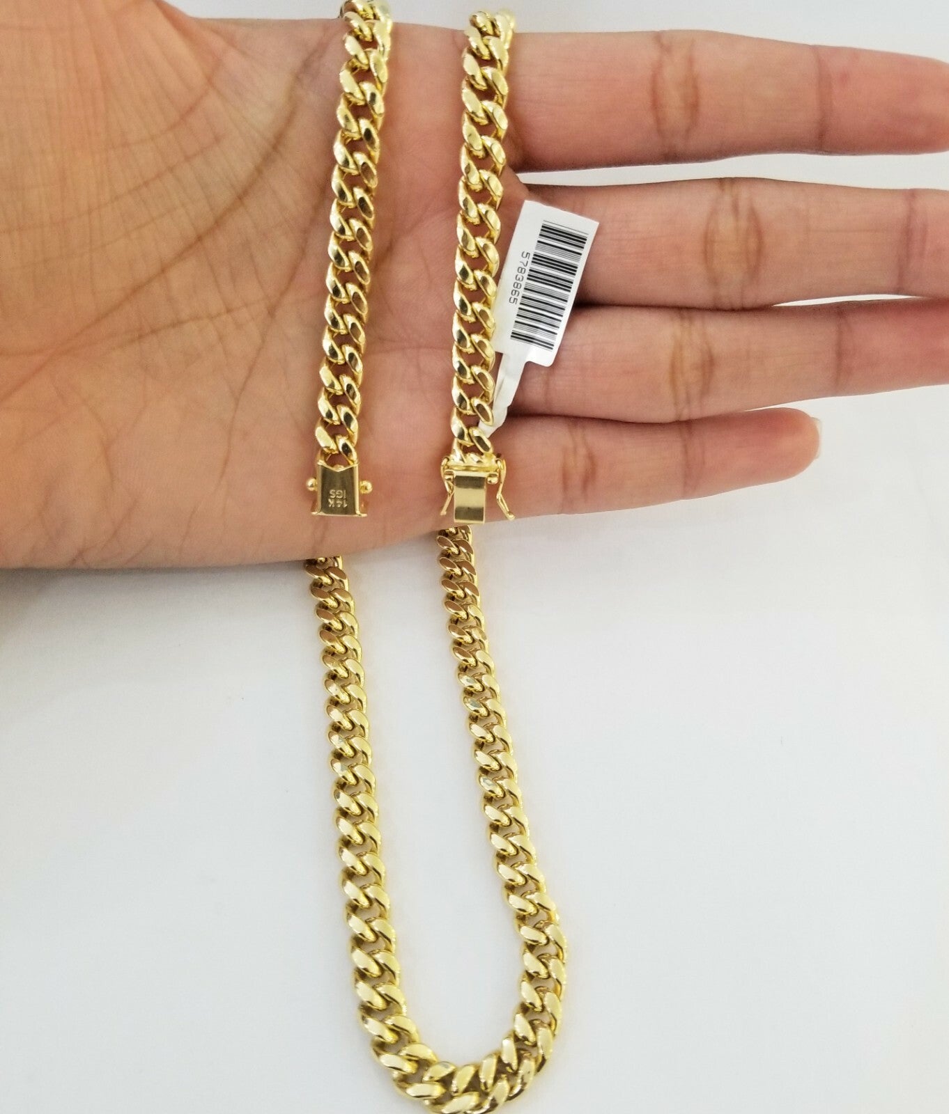 Real 14K Yellow Gold Miami Cuban Link Chain Necklace 7mm 16" 14kt Gold Box Lock