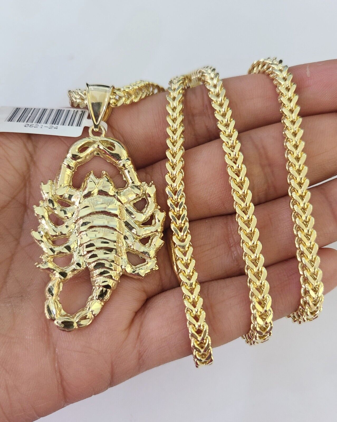 10K Franco Chain Scorpio Pendant Charm Necklace 20"-28" 4mm Gold SET Yellow