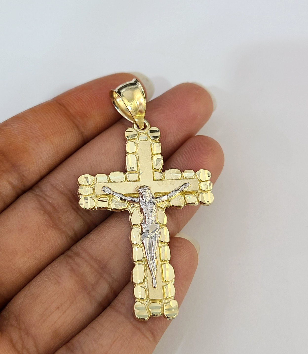 Real 10K Jesus Cross Pendant Crucifix Yellow Gold Charm Genuine 10kt