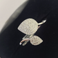 REAL 10k White Gold Diamond Ring Leaf Shaped Casual Engagement Ring Genuine