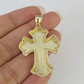 10k Miami Cuban Chain Jesus Cross Charm Pendant Set 5mm 18"28" Necklace Gold