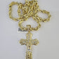 Real 10k Rope Chain Jesus Cross Charm Set 8mm 20"-30" Inch Necklace Yellow Gold