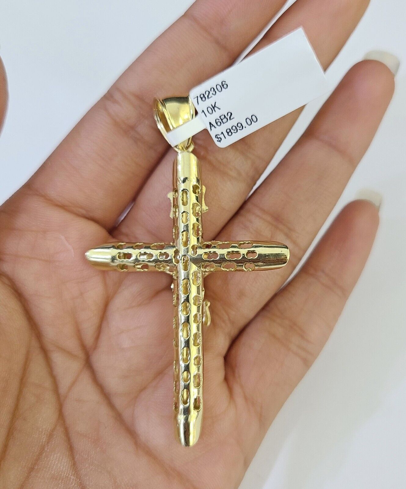 10K Gold Franco Chain INRI Cross Charm Length 18-26 inches 3mm REAL Yellow