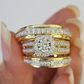 REAL 14k Diamond Ring Yellow Gold Ladies Men Trio SET Wedding Engagement Genuine