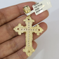 10k Gold Chain Miami Cuban Jesus Cross Charm Pendant Set 4mm 18"-28" Necklace