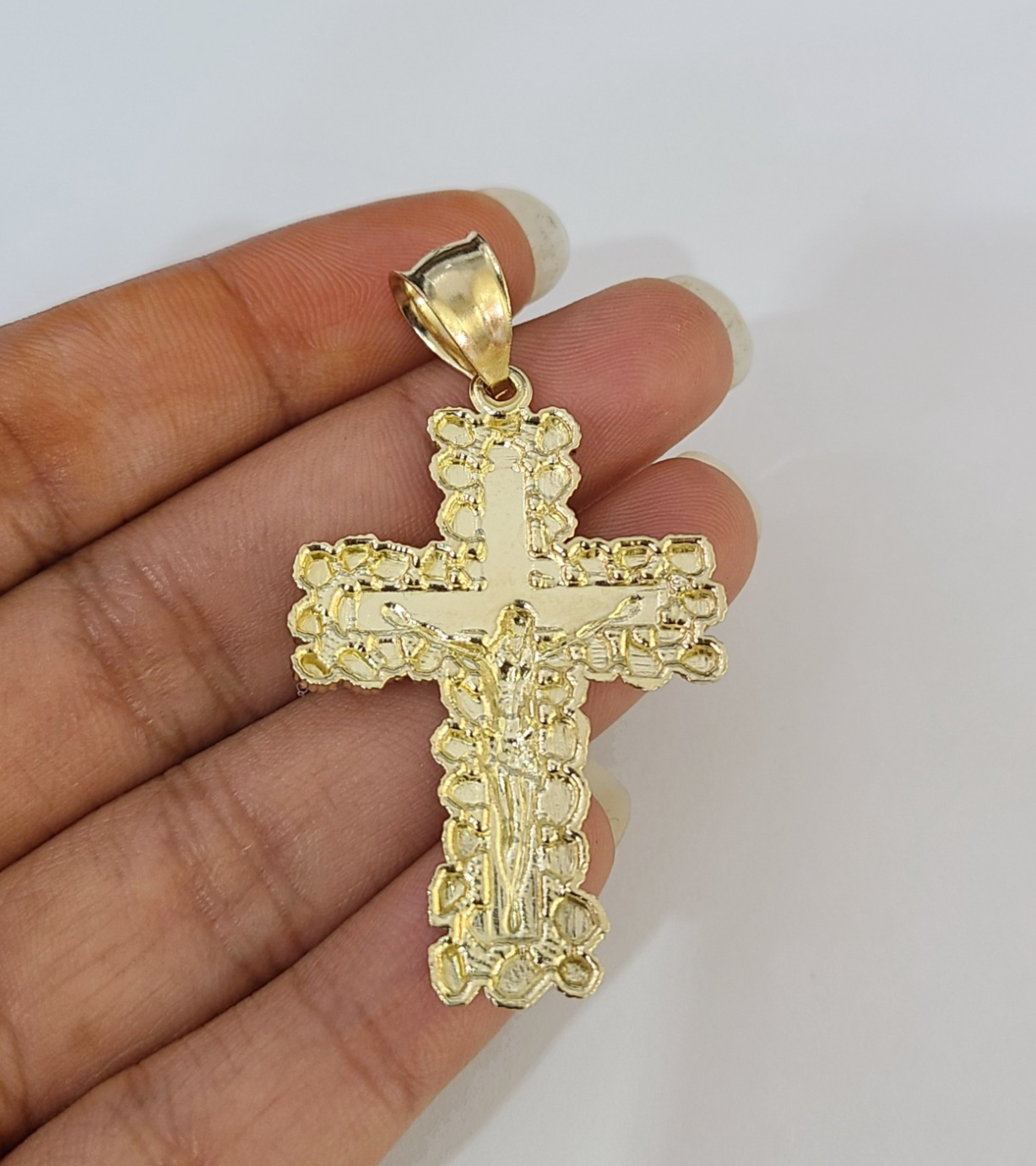 Real 10K Jesus Cross Pendant Crucifix Yellow Gold Charm Genuine 10kt