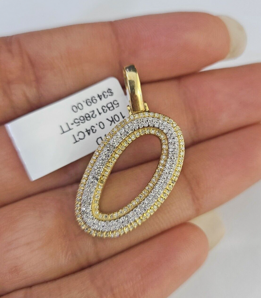 10k Yellow Gold Diamond O Charm Pendant Initial Alphabet Letter Real Genuine