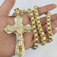 10k Gold Byzantine Necklace Jesus Cross Charm Pendant 20"-30" 8mm REAL SET Chain