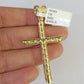 10k Miami Cuban Chain Jesus Cross Charm Set 4mm 18"-28" Necklace Yellow Gold