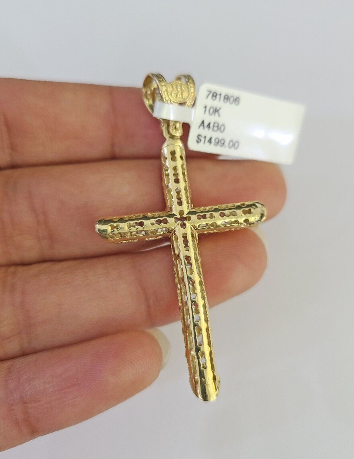 10k Miami Cuban Chain Jesus Cross Charm Set 4mm 18"-28" Necklace Yellow Gold