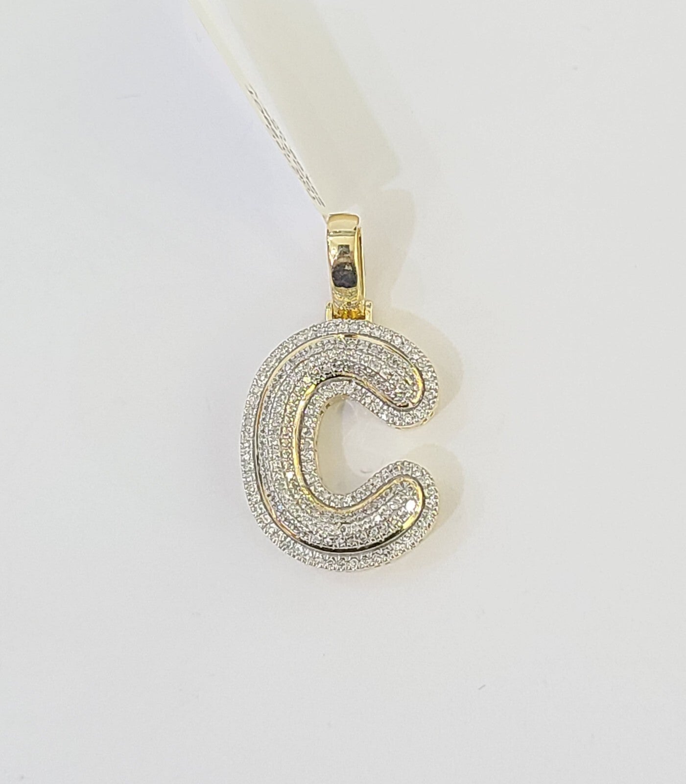 10k Gold Natural Diamond Letter C Initial Alphabet Charm Pendant