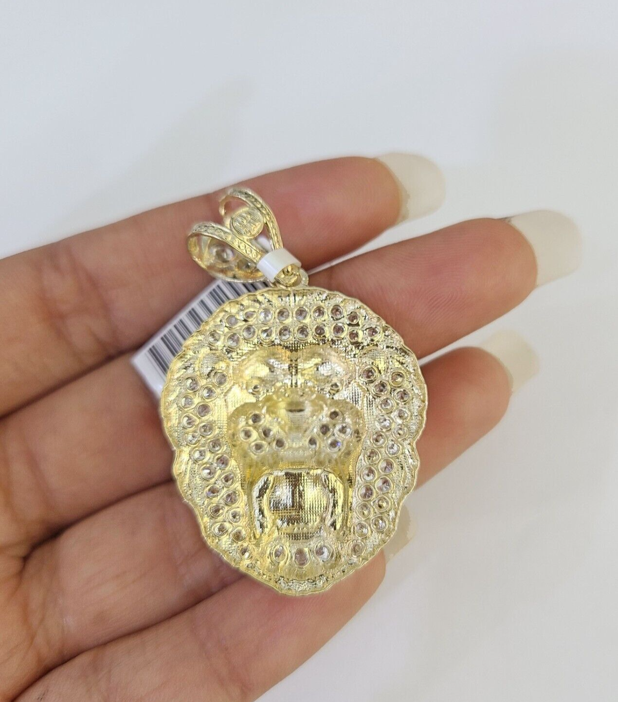 Real Gold Roaring Lion Head Charm Pendant 10k Yellow Gold 2" Men Women