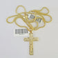 10K Franco Chain Jesus Cross Pendant Charm Necklace 16"-24" 2mm Gold SET Yellow