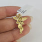 10K Solid Franco Chain Praying Angel Pendant Charm Necklace 16"-24" 1mm Ladies