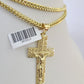 10K Franco Chain Jesus Cross Pendant Charm Necklace 20"-26" 3mm Gold Yellow SET