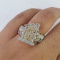 Real 10k Yellow Gold Diamond Mens Ring Trap House Band Casual Genuine Natural