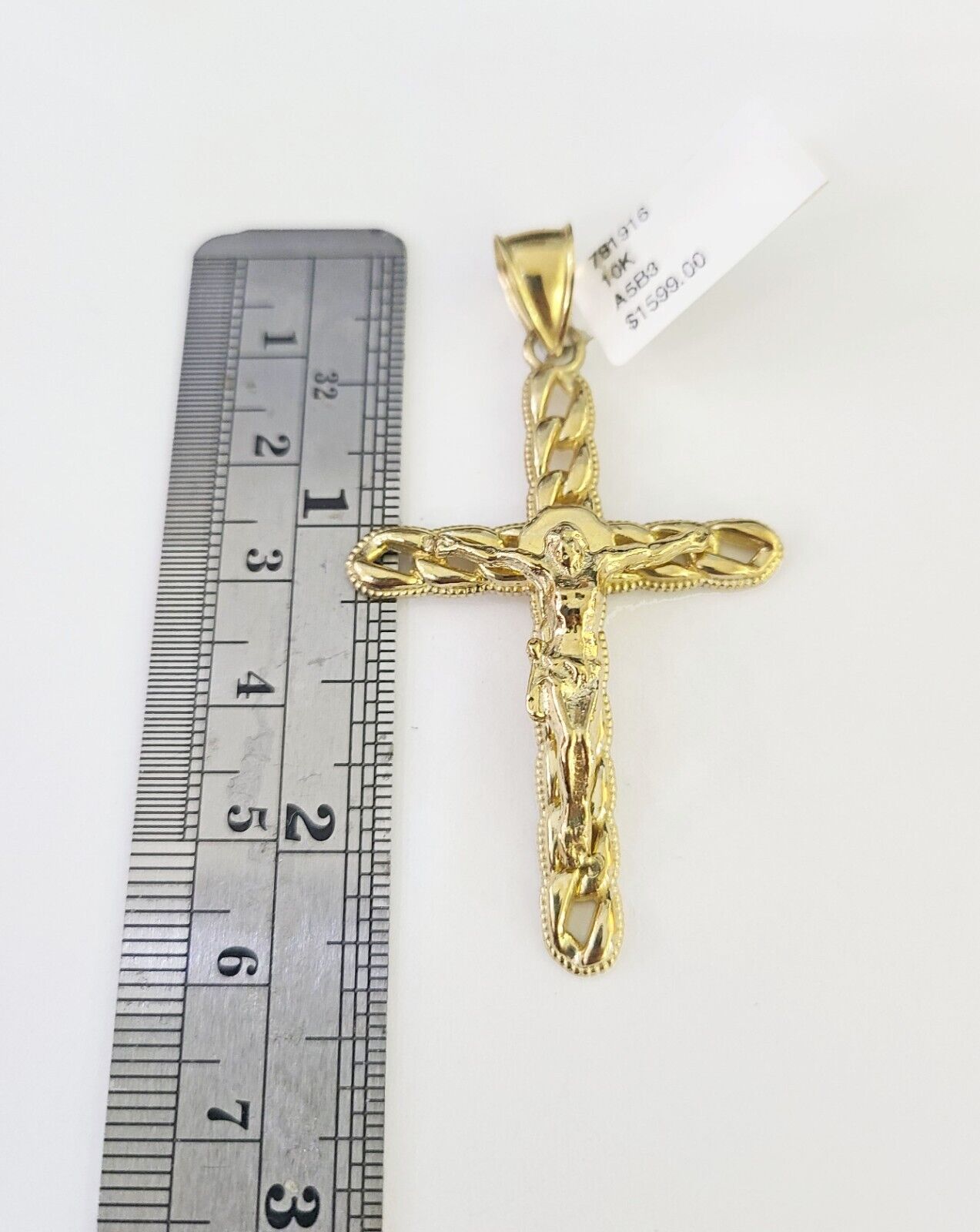 10K Gold Franco Chain Jesus Cross Charm Pendant 20-26 inches 2.5mm REAL Yellow