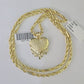 10k Milano Rope Chain Heart Charm Necklace SET 3mm 18" 20" 22" 24" Pendant