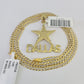 10k Solid Gold Cuban Curb Chain Dallas Star Pendant 2mm 18"-24" SET Necklace