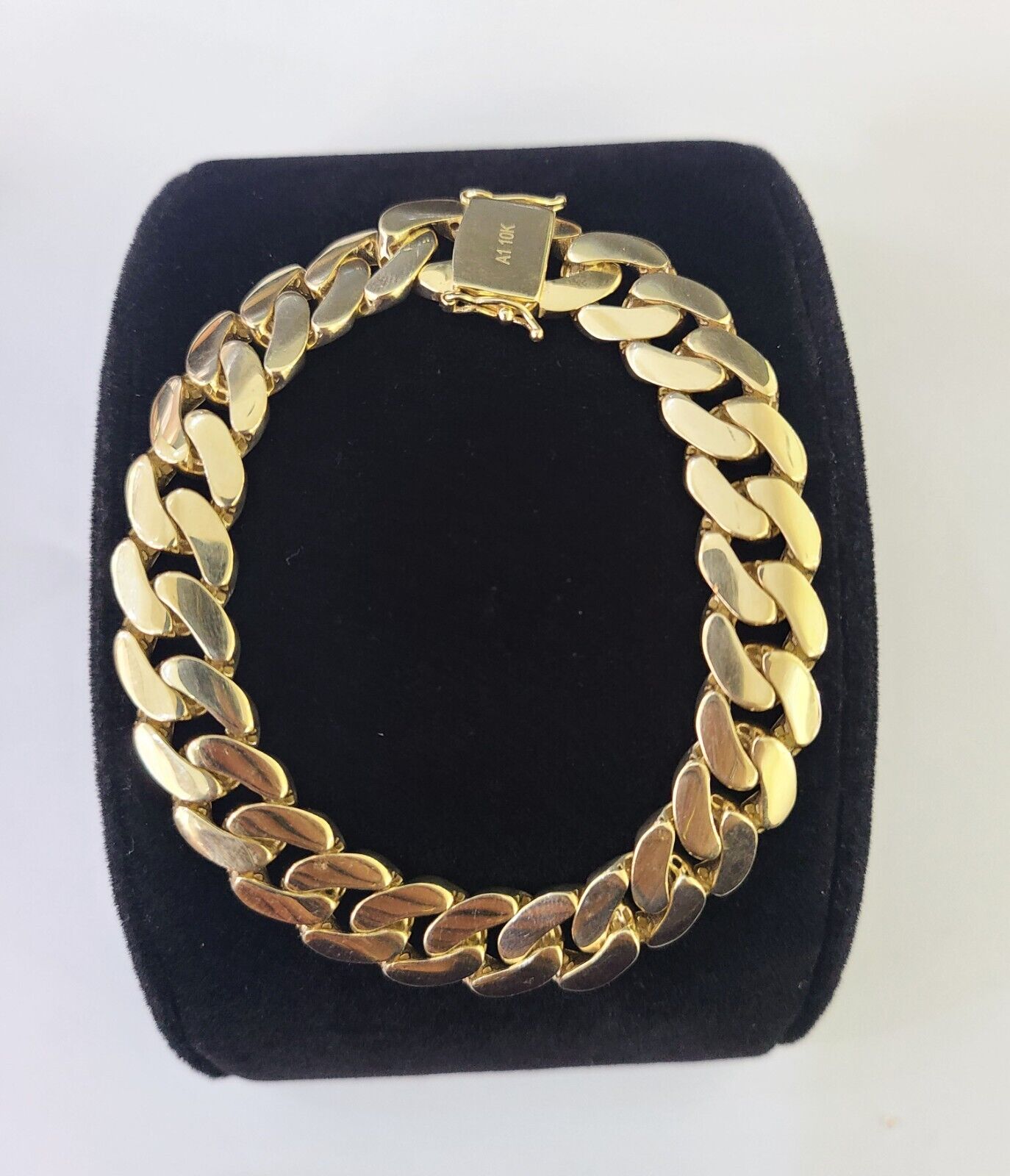 Real 10K Royal Monaco Bracelet Yellow Gold 8" Box Clasp 11mm Genuine