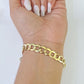 14K Real Solid Cuban Curb Bracelet 8mm Link 9" inch Genuine Yellow Gold