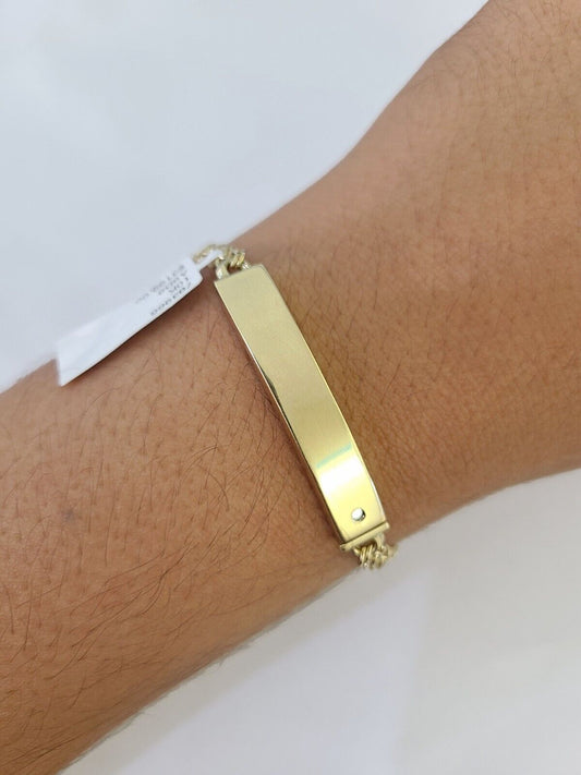 10k Chino ID Bracelet Yellow Gold Box Lock Real 10kt 5.5"