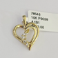 10K Real Heart Charm Pendant Gold 10kt Genuine Yellow