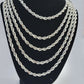 10k White Gold Rope Chain Necklace 20- 24 Inch 4mm Men Women Real Gold Diamond Cut