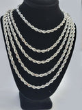 10k White Gold Rope Chain Necklace 20- 24 Inch 4mm Men Women Real Gold Diamond Cut