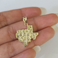 10k Texas Map Charm Nugget Pendant Yellow Gold Real Gold State Map 1"