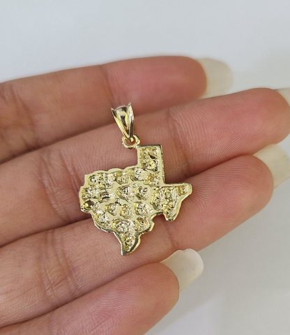 10k Texas Map Charm Nugget Pendant Yellow Gold Real Gold State Map 1"