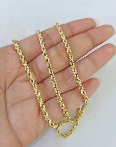 14k Real Rope Chain Yellow Gold 2.5mm 18"-26" Inch Men Women Genuine Necklace