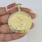 REAL 14k Yellow Gold Centenario Style Coin in Bezel 50 Pesos 1947 Pendant