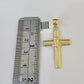 10K Franco Chain Jesus Cross Pendant Charm Necklace 16"-24" 2mm Gold SET Yellow