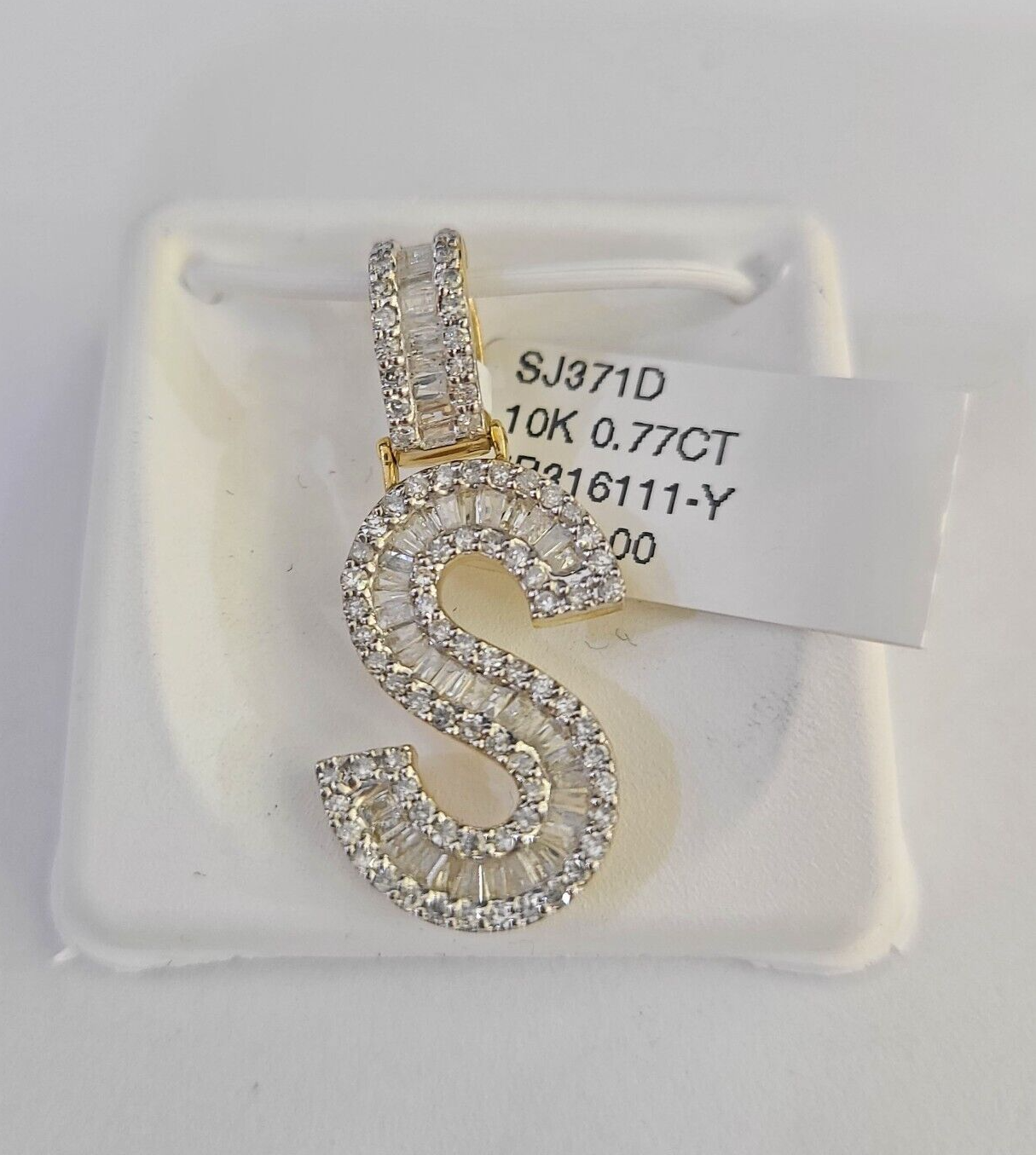 10k Yellow Gold Diamond S Charm Pendant Initial Alphabet Letter Real Genuine ENd