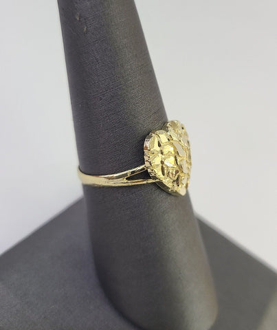 Real 10k Nugget Heart Ring Band Wedding Engagement Women Yellow Gold