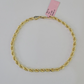 Real 14k Rope Bracelet Solid Yellow Gold 4mm 8.5 Inch Men women Diamond Cut