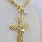 10K Miami Cuban Link Chain Jesus Cross Pendent Charm 8mm 20"-30" Necklace Gold