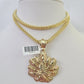 10K Franco Chain Weed Leaf Pendant Charm Necklace 20"-28" 4mm Gold SET Yellow